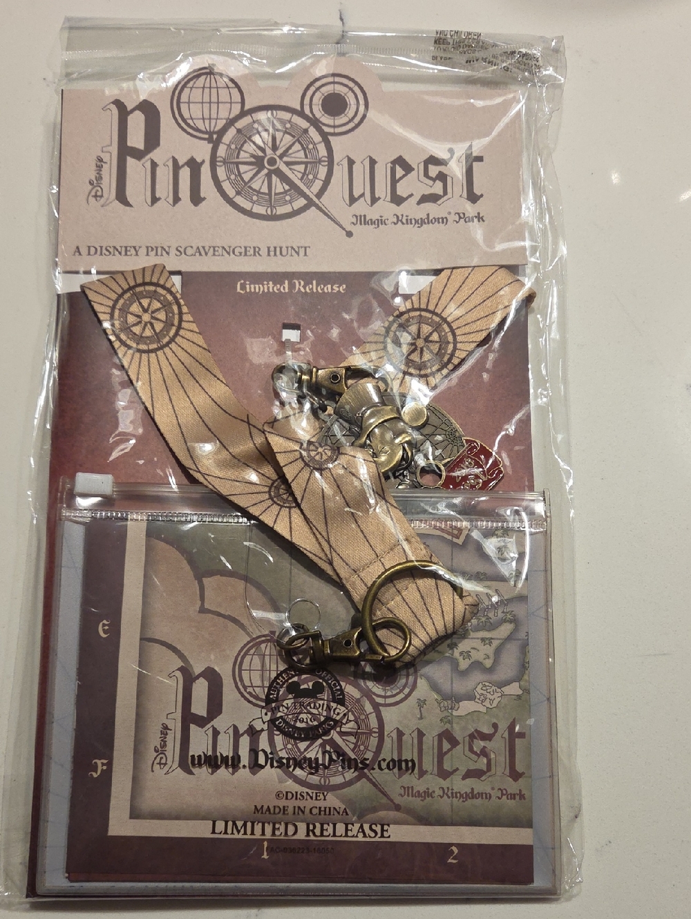 Disney Adventure Awaits Pin Quest Kit With Map, Lanyard, And Decoder Medal